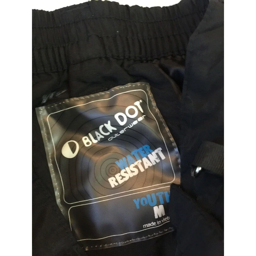 BLACK DOT WATER RESISTANT BOYS GIRLS NYLON SNOW SKI PANTS SIZE YOUTH M